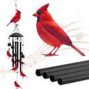 Cardinal Wind Chimes for Outside, Black Metal Windchimes Outdoors, Cardinals Gifts for Women/Men, Garden/Yard Decor, Memorial/Birthday Gifts for Grandma/Mom, Durable Chimes for Outdoors