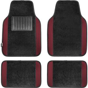 FH Group Automotive Floor Mats – Universal Fit Premium Carpet Car Mats with Driver Heel Pad, Full Set for Cars, SUVs & Trucks - Burgundy