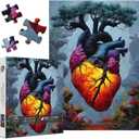PICKFORU Heart of the Forest 1000 Piece Puzzle for Adults, Nature Mountain Plants Jigsaw Puzzles, Colorful Impossible Whimsical Puzzles as Wall Art