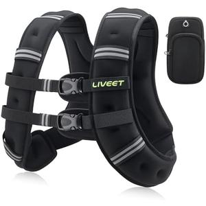 Liveet Weighted Vest, 5 10 15 20 25 30 lbs Weighted Vest for Women Men, Weight Vest with Reflective Strips Adjustable Buckle Straps for Walking Running Strength Training Cardio Workout