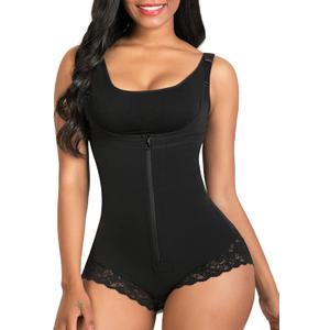 SHAPERX Women's Fajas Colombianas Shapewear Postpartum Tummy Control Body Shaper Butt Lifter Bodysuit (XX-Large, Black)