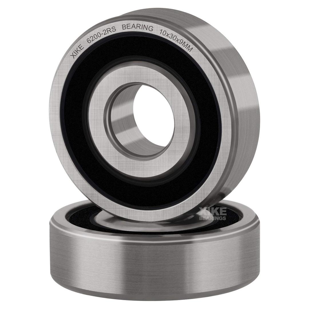 XiKe (2 Pack) 6200-2RS Double Sealed Deep Groove Ball Bearings, 10x30x9mm, Pre-Lubricated for High RPM, Chrome Steel P6, ABEC 3