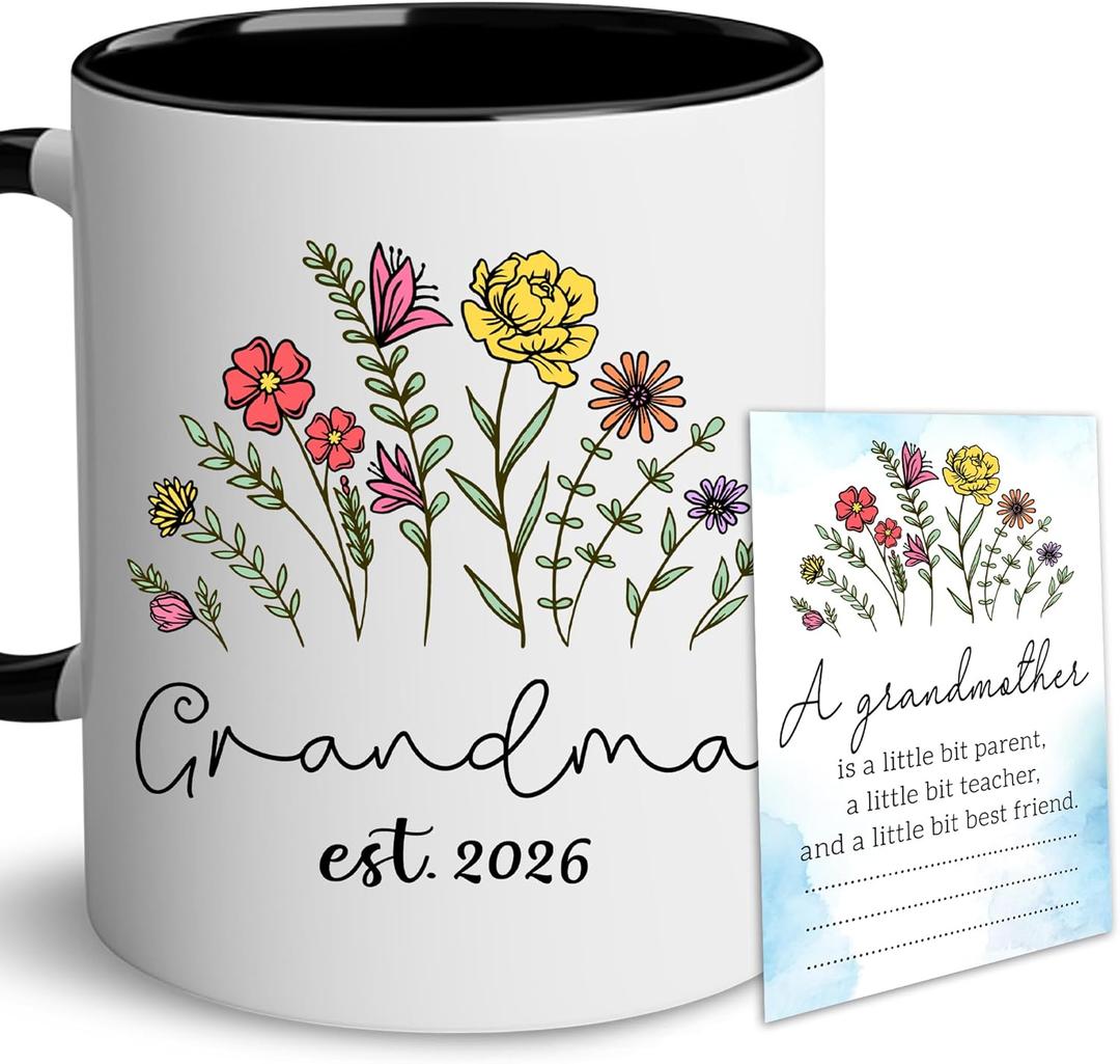 BSQUIELE Grandma 2026 Gifts - Promoted to Grandmas Est 2026 Mug - First Time Grandma Gift - Christmas, Mothers Day, Birthday Gifts For Grandmas From Granddaughter, Grandson