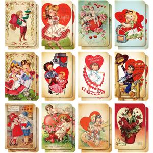 Yinder 24 Pack Vintage Valentine's Day Notebook Small Notepads Valentine's Day Retro Journal Sweet Holiday Theme Notepads for Holiday Rewards Supplies
