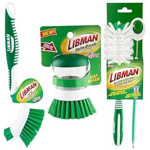 Libman Scrub Brush Kit | Cleaning Brush | Tile & Grout Brush | Small Scrub Brush | Power Scrub Brush | Carpet Brush | Bathroom Scrubber | Boot Scrubber | 3 Different Brushes Included