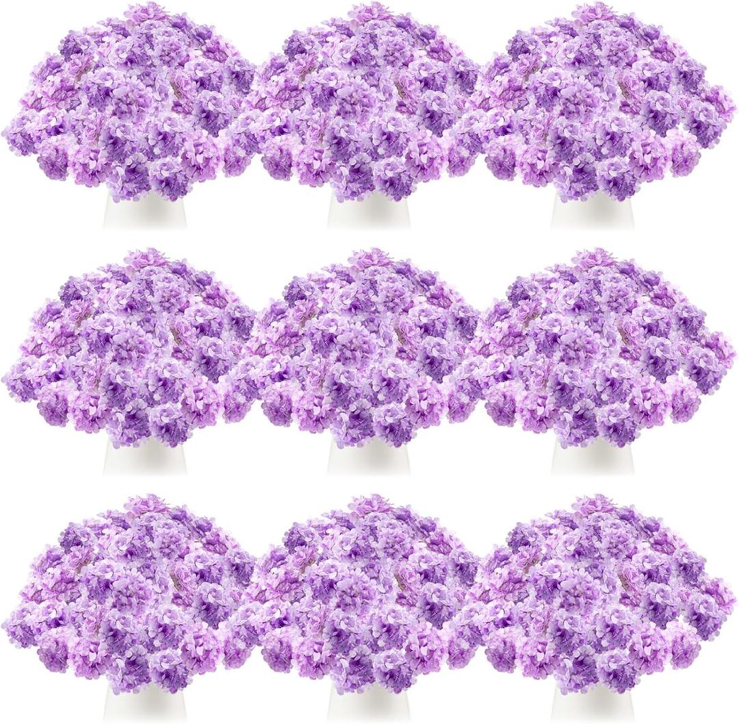 Tigeen 100 Pcs Hydrangea Artificial Flowers Bulk 7.48 Inch Artificial Hydrangeas with Removable Stems Faux Flowers Wedding Decor for Home Garden Party Decoration DIY Project (Lavender)