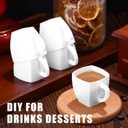 Amyhill Mini Disposable Tea Cups with Handle, 2oz Hard Plastic Coffee Mug Bulk Plastic Square Disposable Espresso Cups for Wedding Tea Party Catering Dessert Sampling(White,50 Pcs)