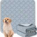 FunFurry Washable Pee Pads for Dogs - 2 Pack Reusable, Waterproof Puppy Pads, Super Absorbent with Dog Paw Shape Non-Slip Backing (Light Grey, 31" X 36" - 2 Pack)