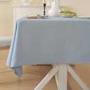 Laolitou Table Cloth (Fits 6 Foot Table) Rectangle Linen Waterproof Textured Light Blue Tablecloth, Washable Wrinkle Free Spill Proof Fabric Tablecloths for Dining Table Farmhouse, 60x84 Inch