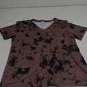 Aokosor Womens V Neck Short Sleeve T Shirts Summer Tops 2025 Casual Loose Tees Trending Now (Size Medium, Tie Dye Brown)