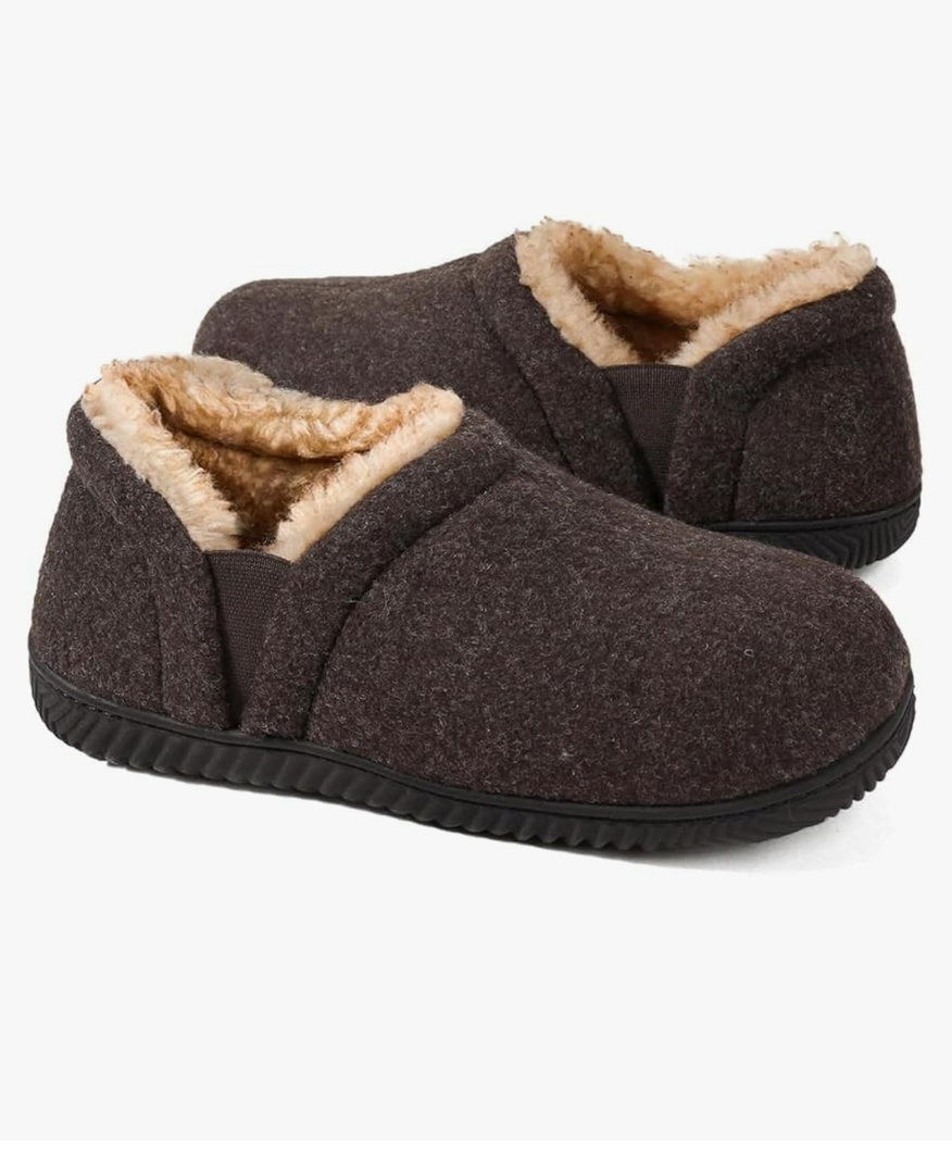 Zizor Men's Comfy Caterpillar Slippers Indoor Outdoor House Shoes, Warm Soft Knit Upper Fuzzy Fleece Lined Memory Foam Sole with Hard Bottom, Size 8