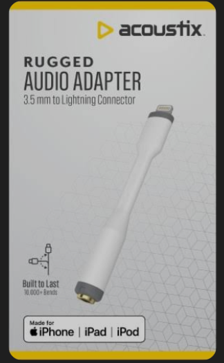 ACOUSTIC Rugged Audio Adapter 3.5 mm to Lightning Connector