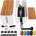 YUANYE Cable Management Box Cable Management Kit for Power Strip to Hide Wires,Cord Organizer Boxes,Safe ABS Material Wire Organizer of Cable Clips Sleeve for Home & Office,2Pack-123PCS/White