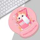 Pink Mouse Pad with Wrist Support,Funny Design Ergonomic Mousepad for Women Girls, Cute Mouse Pads for Desk Gaming with Non-Slip PU Base,It's Fine I'm Fine Desk Accessories