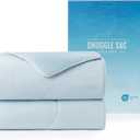 Snuggle Sac Natural Viscose Cooling Comforter Queen Size, Lightweight Breathable Silky Cooling Bedding with Q-Max>0.45 for Bedroom, Home Decor, Hot Sleepers & Night Sweats, Ice Blue 90"x90"