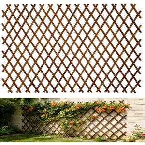 Bamboo Expandable Trellis for Climbing Plants, Wood Garden Lattice Fence Panel for Outdoor Balcony Patio Plant Support for Ivy Vine Roses,Animal Barrier,Indoor Balcony Patio Decor