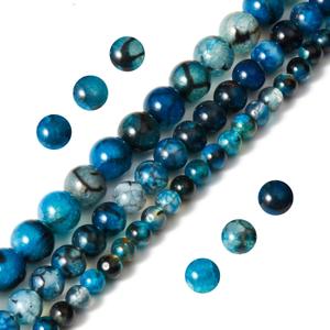 108pcs 8mm Natural Blue Dragon Vein Agate Beads Round Gemstone Beads Loose Beads for Jewelry Making