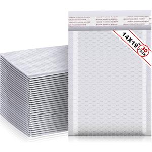 Henoyso 30 Pcs Extra Large Bubble Mailers 14 x 19 Inches Resealable Padded Envelopes Waterproof Shipping Bags Poly Padded Mailers Bulk for Mailing Packaging Small Business(White)