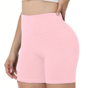 Verdusa Women's High Waisted Biker Shorts Fitness Clothing Yoga Workout Gym Shorts Pink Small