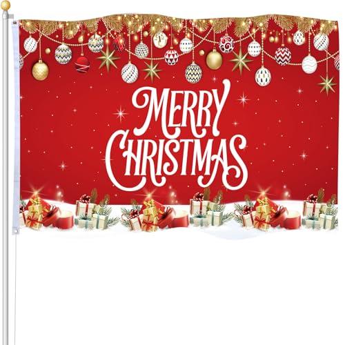 Remagr Christmas Garden Flag 3 x 5 ft Yard Flags for Outside Double Sided Christmas Banner with Grommets for Holiday Outdoor Decorations