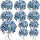 Hydrangea Flower in Mason Jars, 10 Set Flower Table Centerpieces Bulk Glass Flowers Vases Decor for Home Party Wedding Bridal Shower Graduation Boho Decorative(Dusty Blue)
