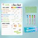 Magnetic Chore Chart for Kids with 4 Markers,1 Pack 8"x12" Chore Chart for Multiple Children, Responsibility Reward Chart for Kid, Dry Erase Chore Chart for Adults/Kids/Teens, White Chore Board