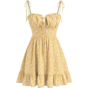 CIDER Womens Summer Dresses Floral Spaghetti Strap Cute Vacation Sundress Dress Boho Casual Outfits (M)