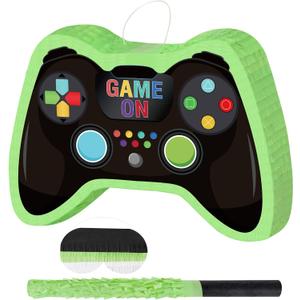 Video Games Controller Pinata with Blindfold and Stick Large Pinata Games Party Supplies for Kids Boy Gaming Theme Birthday Party Supplies Carnival Activity Decorations
