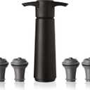Vacu Vin Original  Saver with 4 Vacuum Bottle Stoppers Black  Preserver Pump for Red or White Manual Air Remover System Airtight Seal Keep  Fresh Longer