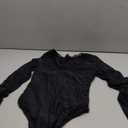 Navneet Women Sexy Deep V Neck Long Sleeve Lace Trim Bodysuit Going Out Fitted Tank Top Body Suits (Black) XS