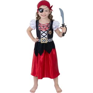 Lingway Toys Girls Deluxe Pirate Costume,Buccaneer Princess Dress for Kids (S 5-6)