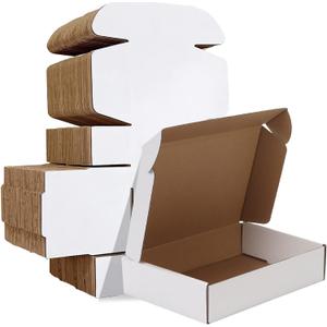 HORLIMER 9x6x2 inches Shipping Boxes Set of 50, White Corrugated Cardboard Box Literature Mailer