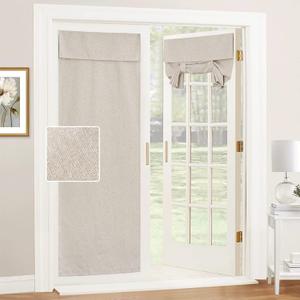 RYB HOME Tricia Room Darkening Curtains for French Door, Nature Linen Blended Privacy Roll Up Door Curtains and Drapes Blinds for Sightseeing and Window Decor, W26 x L69 inch, 1 Pc, Khaki (26"W x 69"L (Pack of 1), Khaki)