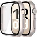 Misxi 2 Pack Tempered Glass Case Compatible for Apple Watch Series 11 (2025) Series 10 46mm, Hard PC Screen Protector Overall Protection Ultra-Thin Scratch-Resistant Cover for iWatch, 2 Starlight