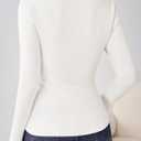 ZESICA Women's Long Sleeve Shirts 2026 Spring Fashion Square Neck Slim Fit Basic Going Out Tops Trendy Outfits (Large, White)