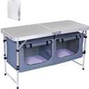 Nice C Camping Table, Folding Table Height Adjustable, Camp Table, Storage Kitchen Table, Lightweight Aluminum, with Carry Handle for Outdoor, Beach, BBQ, Picnic, Cooking, Festival, Indoor, Office, 18.6D x 47.3W x 27.8H in