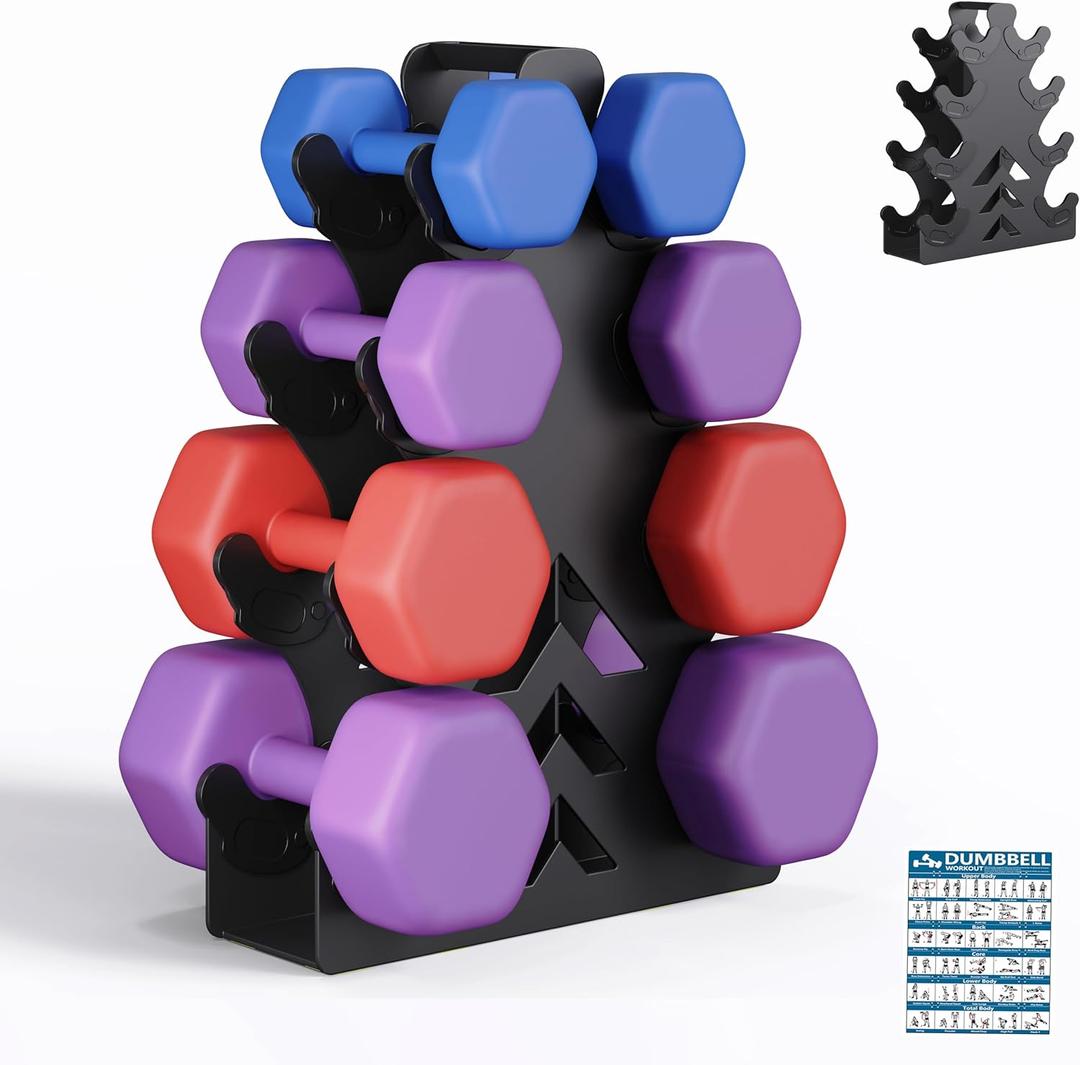 Dumbbell Rack, Stand Only, No Install Needed Small Weight Rack with Dumbbell Protector Edge,Suitable for Rubber-Coated Dumbbells