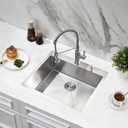 23" x 18" Drop In Kitchen Sink - Jshozzy Stainless Steel Kitchen Sink Single Bowl 16 Gauge Drop In Sinks Deep Basin with Drain Strainer, 23"x18"x10"