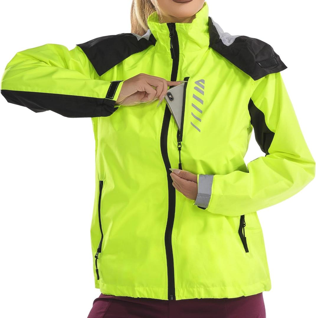 Lo.gas Rain Jacket Women Cycling Windbreaker Lightweight Running Bike Jackets Hooded Waterproof Hiking Coats With Pockets Grey S