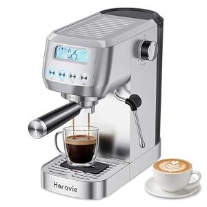 Horavie Ultra Espresso Machine with LCD Display, Espresso Maker with Powerful Milk Frother, Customizable Brewing Temperature, Professional Cappuccino & Latte Machine, Gift for Men & Women