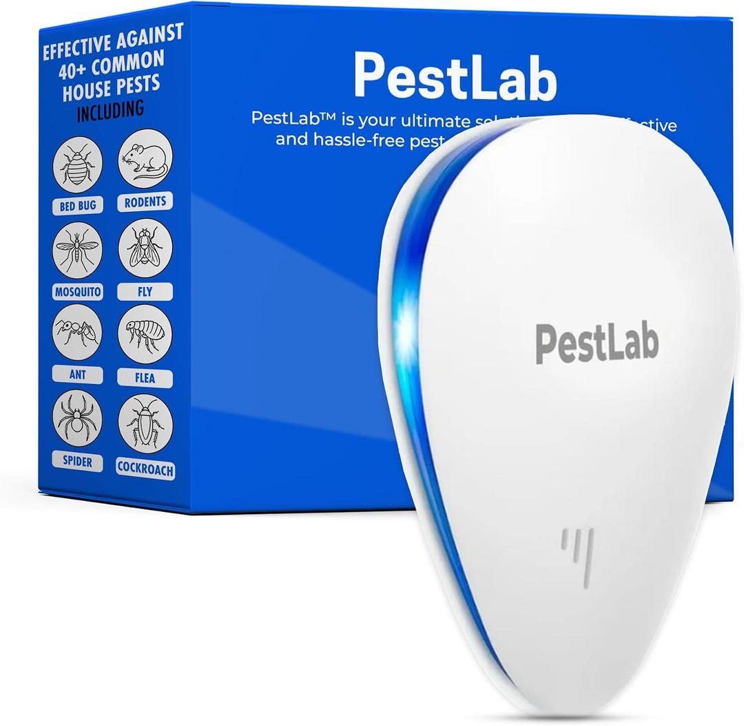 PestLab Ultrasonic Pest Repeller Indoor Plug In Bug Repellent for Mice, Rodents, Rats, Roaches, Ants, Spiders, Mosquitoes & Bed Bugs Electronic Pest Control Device with 300 Sq Ft Coverage 1 Pack
