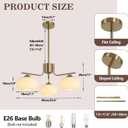 KCO Brushed Brass Gold 3-Light White Milk Ribbed Glass Sputnik Chandelier, 23.6 inches