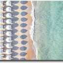 Canvas Painting Wall Picture Printing Beach Photography Coastal Ocean Aerial Gray Malin Inspired Umbrella Beach Print Fine Art Photography Home Decor Suitable for Living Room Bedroom Office Decoration 31x23"