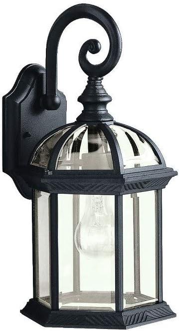 Kichler Barrie 15.5" Outdoor Wall Light in Black, 1-Light Exterior Wall Sconce with Clear Beveled Glass, (15.5" H x 8" W), 9735BK
