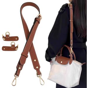 Bag Leather Strap Replacement Crossbody Shoulder Straps for Le Pliage SMALL Pouch, No Damage Conversion Kits Accessories(SMALL-Brown-Gold)