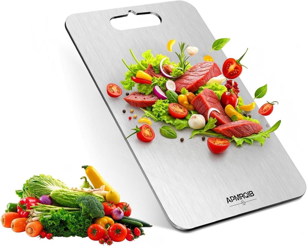 Titanium Cutting Boards for Kitchen, 100% Pure Titanium Cutting Boards Double Sided Non Toxic Cutting Board, Hygiene Durable Dishwasher Safe 10.36.3"