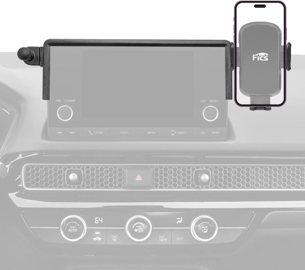 FICS Car Phone Holder Compatible with Honda Civic 7-inch, 9-inch Screen 2022, 2023, 2024, 2025, 2026 Model-Year  Custom-Fit Center-Display Mount, No Adhesive