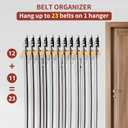 Belt Hanger for Closet Max 42 Belts, 2-in-1 Wall Mount Belt Organizer with 360 Rotating Hooks, Wooden Tie and Belt Rack for Closet Accessories Organizers and Storage, 12+11 Storage