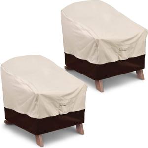 Vailge Patio Adirondack Chair Covers, Heavy Duty Patio Chair Cover, Waterproof Outdoor Lawn Patio Furniture Covers (Standard - 2 Pack, Beige & Brown)