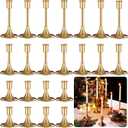 Layhit 24 Pcs Gold Candle Holders Taper Candle Holders for Candlestick Matte Metal Candlestick Holder with Various Heights 3.3" 5.5" 6.3" for Wedding Table Centerpiece Decoration